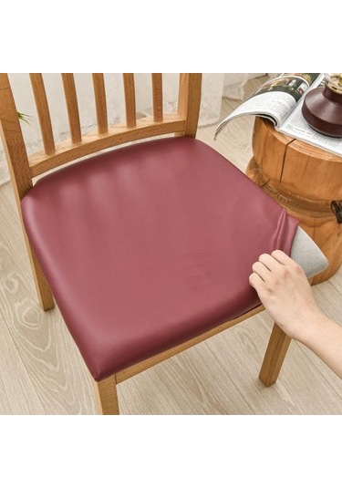 Sandalye Kılıfı Su Geçirmez Yüksek Elastikiyet Suni Deri Kaymaz Kolay Kurulum Koltuk Koruyucu Gri