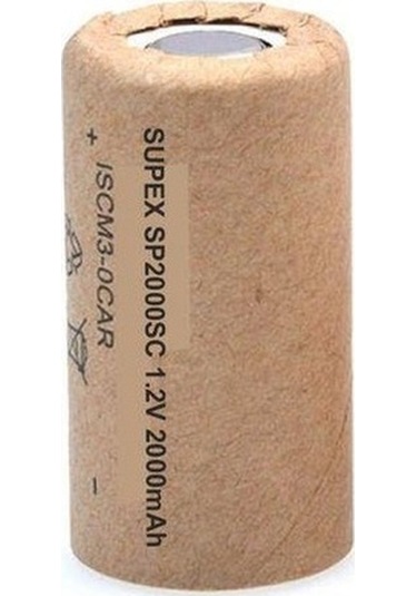 Supex SP2000SC 2000 mAh 1.2 V SC Ni-CD Kağıt Şarj Edilebilir Pil 2'li