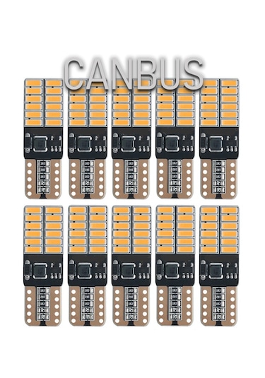 10 Adet T10 LED Park Plaka Tavan Ampulü 24 Ledli Turuncu Sadece 24 Volt Araçlar