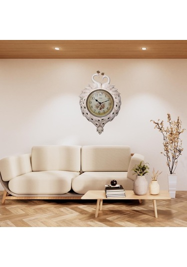 Duvar Saati Tavuskuşu Temalı Büyük Polyester Saat No.2 50 X 70 Cm çok Renkli