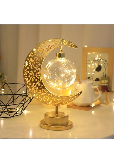 Soulader Ay Işığı Efekti Yuvarlak Top İç Mekan Dekoratif Lamba Masaüstü Aydınlatma Şamdan Sari