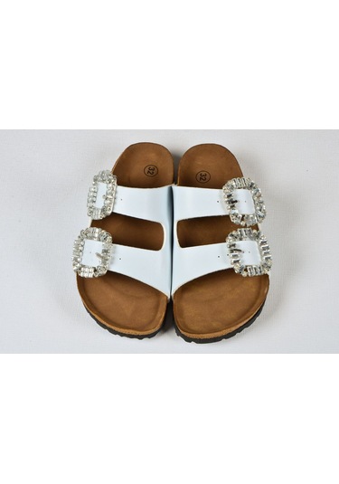 Kız Çocuk Mantar Tabanlı Çift Tokalı Ortopedik Birkeen Arizona Taşlı Terlik Beyaz Kız Çocuk Mantar Tabanlı Çift Tokalı Ortopedik Birkeen Arizona Taşlı Terlik Beyaz