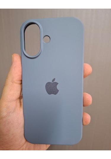 İphone 17 Uyumlu Logolu İçi Kadife Silikon Lansman Kılıf Füme