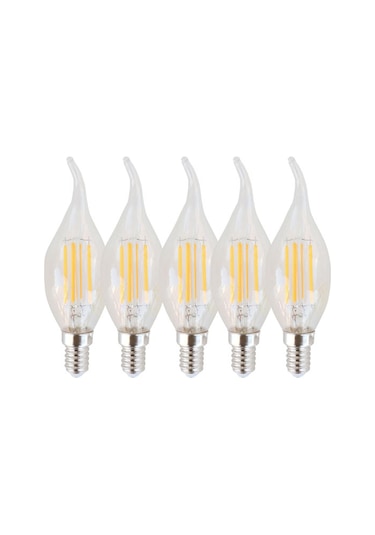 Rustik Kıvrık Mum Dekoratif Led Ampul 4w E14 5 Adet Gün Işığı