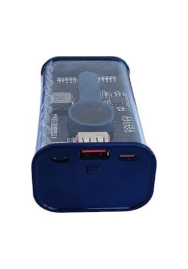 22.5w Pd Hizli 10000 Mah Digital Şeffaf Tasarimli Powerbank Mavi