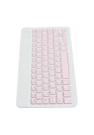 Mufunye Pembe 10 İnç Üçüncü Fn Tuşlu Ultra İnce Sessiz Bt Klavye + 1600 Dpı Mouse Seti - Cep Telefonu, Bilgisayar, Tablet Uyumlu Klavye Dahili Pil, Mouse Pil Olmadan