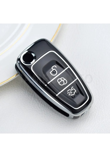 Ford Uyumlu Focus 3 - 3,5 Mondeo Kumanda Kılıfı Siyah Gümüş