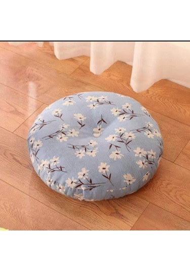 Zemin Koltuk Yastık Düz Renk Meditasyon Yoga İçin Uygun Yuvarlak 45cm-19 Ekru