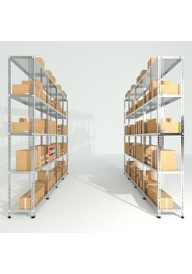 Rafburada 5 Katlı 3'Lü Bitişik Galvaniz Çelik Raf.Depo,Dosya Raf 43 x 75 x 200 CM Kalınlık 1.00 MM