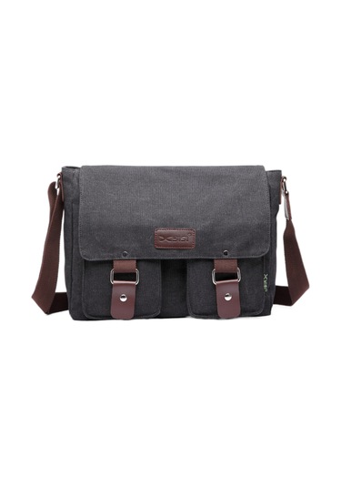 Teltree Erkekler İçin Şık Ve Dayanıklı 13 İnç Siyah Kanvas Omuz Çantası, Okul Ve Günlük Kullanım İçin İdeal. Gri