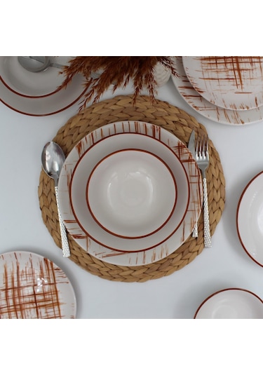 Ekose 16 Parça 4 Kişilik Karamel Yemek Takımı