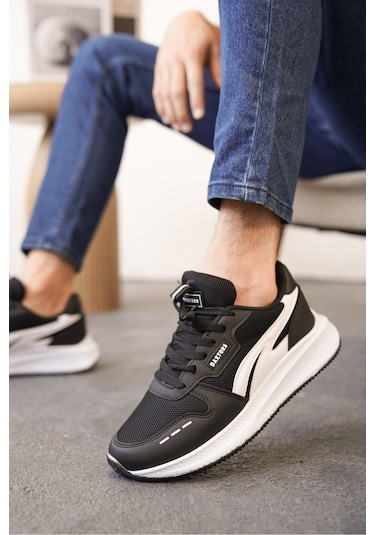 Daxors D0128 Günlük Ortopedik Erkek Sneaker Spor Ayakkabı Siyah-beyaz