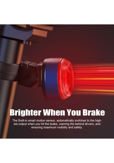 Mufunye Bisiklet Akıllı Fren Lambası - 61 Led Işıklı, Su Geçirmez, Otomatik Sensörlü, Usb Şarj Edilebilir - Gece Ve Gün Sürüşü İçin Arka Feneri