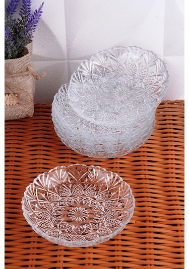 Cam Kristal Çerezlik & Tatlı Tabağı 6 Adet