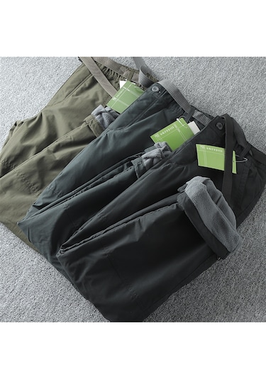 Snapbuy Su Ve Rüzgar Geçirmez,, İçi Polarlı, Çok Cepli Erkek Kışlık Outdoor Pantolon Siyah