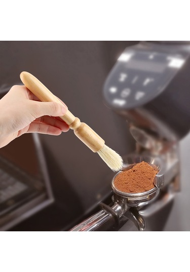 Hangfox Kahve Değirmeni Temizleme Fırçası - Doğal Tüylü, Ahşap Saplı, Kalıntıları Hızlıca Temizler, Makineyi Korumak Diğer