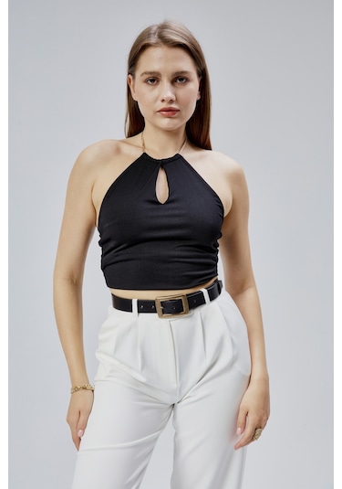 %100 Hakiki Deri Antik Sarı Tokalı Kadın Kemeri 3cm Siyah