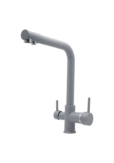 Kustar Gri Granit 3 Yollu Arıtma Çıkışlı Mutfak Eviye Bataryası