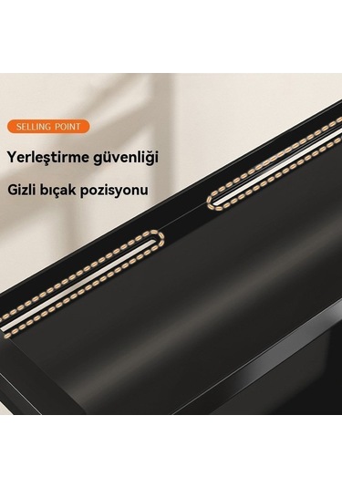 Pazly Mutfak Çok Fonksiyonlu Baharat Rafı Yağ Tuz Sirke Biberlik Düzenleyici 30cm Siyah Siyah