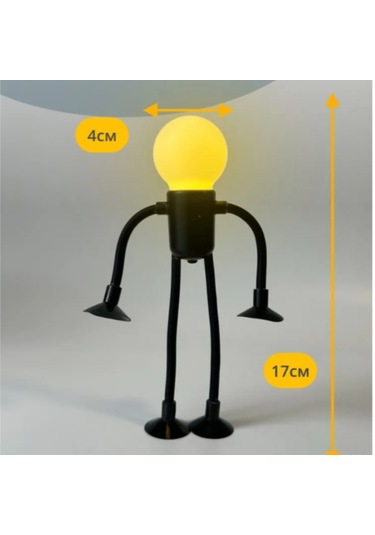 Konesam Usb Şarjlı Led Kişi Figürlü Gece Lambası - Yumuşak Sarı Işık, Çocuk Odası, Yatak Odası, Konforlu Atmosfer Siyah