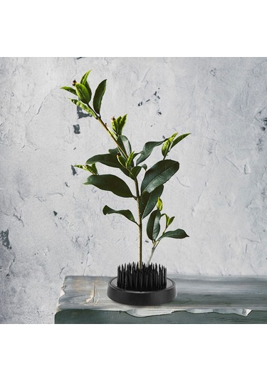 Lemestar Siyah 46mm Çelik İğne Floral Tutucu, Dayanıklı Gümüşlü Tabanlı Vazo Koruyucu, Ev Otel Japon İkebana Araçları