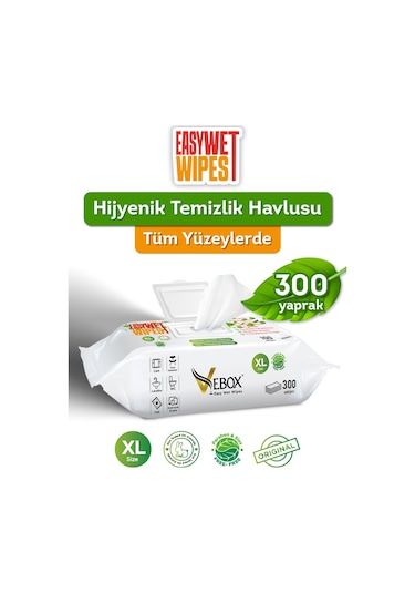 Vebox Easy Wet Wipes Yüzey Temizleme Havlusu 3x100 300 Yaprak