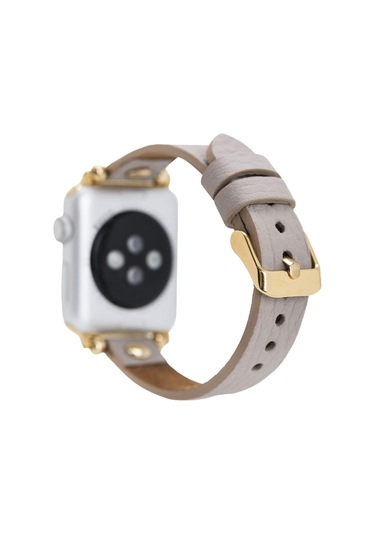 Globe Apple Watch Deri Kordon Altın Perçin