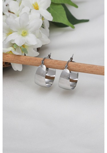 Kesik Gümüş Halka Küpe Çok Renkli