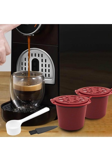 Suntek Cafe Bar Style A Red Için Kaşık Coffeeware Ile Yeniden Kullanılabilir Kahve Kapsülleri