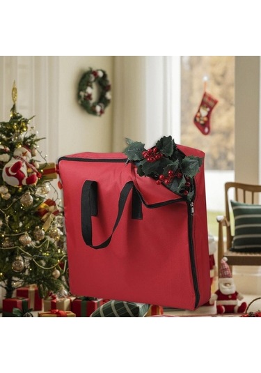 Trendooze Çelenk Korumalı Saklama Çantası - Kırmızı Ev Düzenleyici Yapay Tutucu Kırmızı
