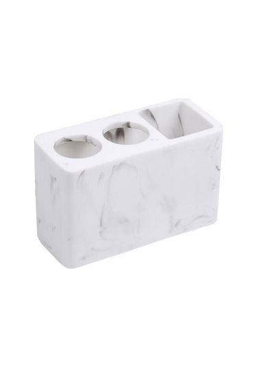 Willowhaven 14 Cm Modern Nordic Tarzı Banyo Masaüstü Organizatör - Diş Macunu Ve Fırça Depolama Reçine Aksesuar 2 Adet Beyaz Gri