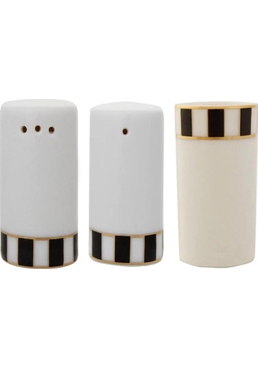 Porland Palms Tuzluk Biberlik Kürdanlık 6cm 3 Parça Beyaz - Siyah