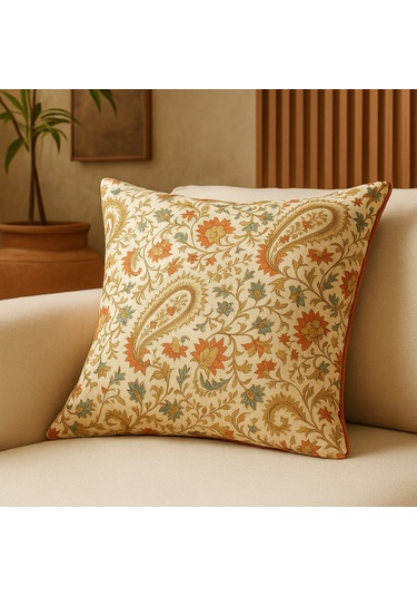 Bohem Etnik Desenli Kırlent Kılıfı Duck Kumaş, Fermuarlı, Dekoratif Yastık 40 x 40