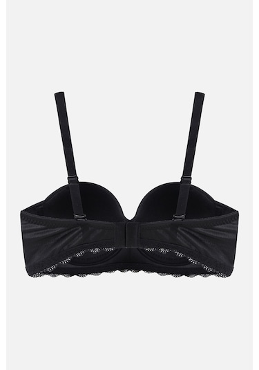 Kadın Dolgusuz Mikro Straplez Sütyen 80516 Siyah Siyah