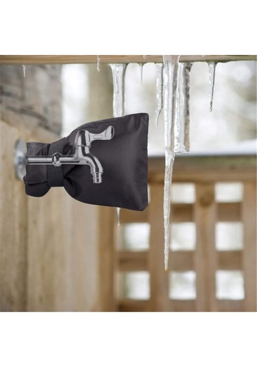Vkemall Sıcaklık Koruyucu Musluk Koruması - Oxford Kumaş Dışarıdaki Su Boruları İçin Donma Engeli, Siyah 14x19cm, 2 Adet Paket