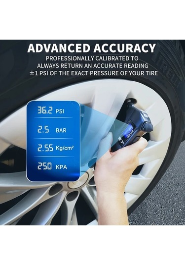 Boatshop1 1 Adet Siyah Evrensel Dijital Lastik Basınç Ölçer 150 Psı Pil Gücü 4 Ayar Araba Motosiklet Bisiklet