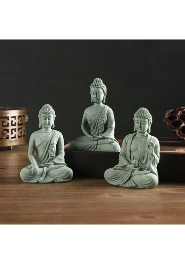 Yunboo Klassik Çin Stili Zen Budha Figürü, Masaüstü Dekorasyon, Çay Peti, Akvaryum Süsleme, Yeşil Taş Malzeme, Ev Dekoru