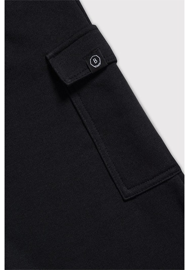 Kids Boy Kargo Cepli Loose Fit Siyah Jogger Siyah