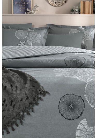 Özdilek Corallino Çift Kişilik Pikeli Nevresim Takımı Antrasit