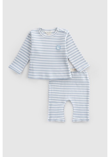 Organik Pamuklu Kaşkorse Modal Mavi Bebek Takımı Mavi