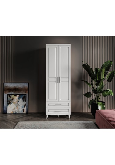 GuneyStore Gözde 2 Kapaklı Komple MDF Beyaz Gardırop