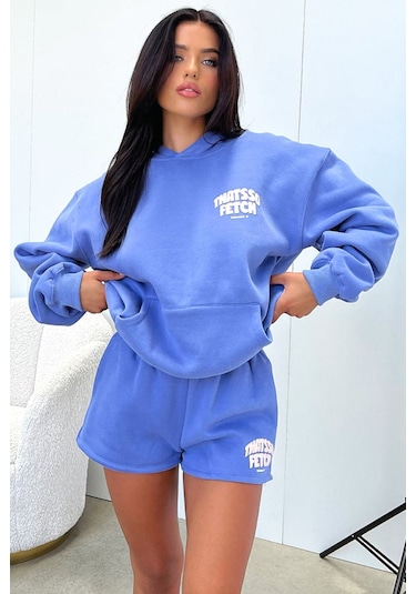 Thatsso Fetch Series 5 Sweatshirt - Bebe Mavisi Baskılı Oversize Kapüşonlu Mavi