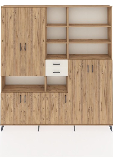 Arges Dolap 17 Raflı 2 Çekmeceli 7 Kapaklı 220x30x243 Çam-çam/aytaşı Atlas Çam/aytası