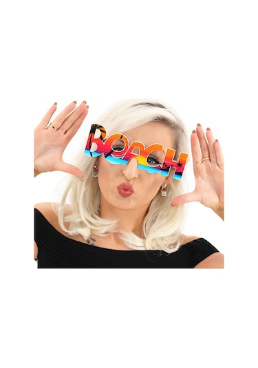 Beach Yazılı Parti Gözlüğü Yaza Merhaba Hawaii Gözlüğü 19x6 Cm