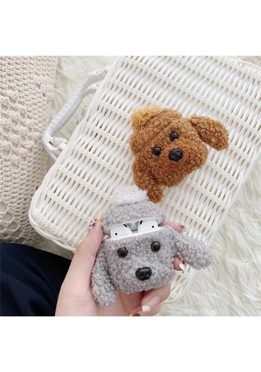 Apple Airpods 3. Nesil İle Uyumlu Kılıf Kalp Leopar Taş Kiraz Desenli Fiyok Tutmalı Kılıflar Gri