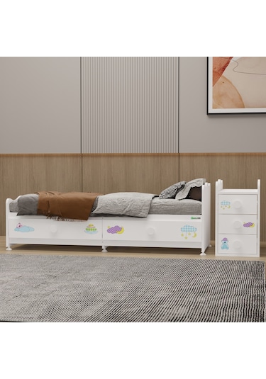 Garaj Home Melina 5 Çekmeceli Büyüyen Mdf Çıtalı Beşik - Uykucu Beyaz