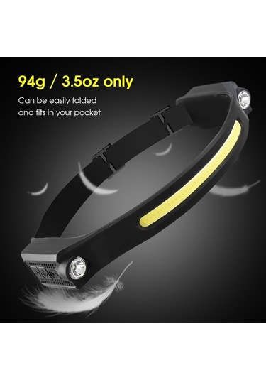 Ebitda Hafif Kafa Lambası El Feneri Usb Şarj Edilebilir Kamp Farı Siyah Siyah