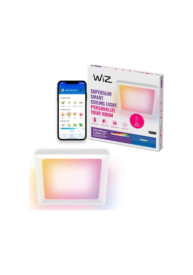 Wiz Beyaz Akıllı Sıva Üstü Rgb Kare Panel Tavan Armatürü 17w Renkli
