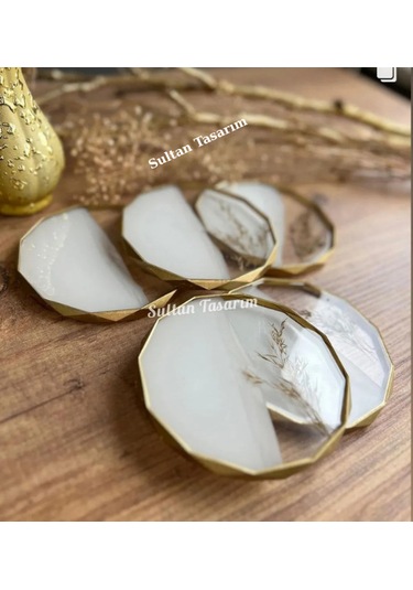 4 Lü Epoksi Bardak Altlığı - 118 Beyaz