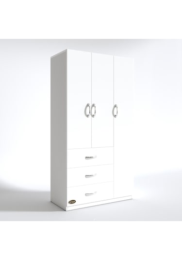 Kenzlife gardırop 3 kapılı 3 çekmeceli civanperçemi 180*120*52 by